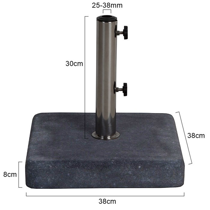 Afmetingen granietvoet 25kg