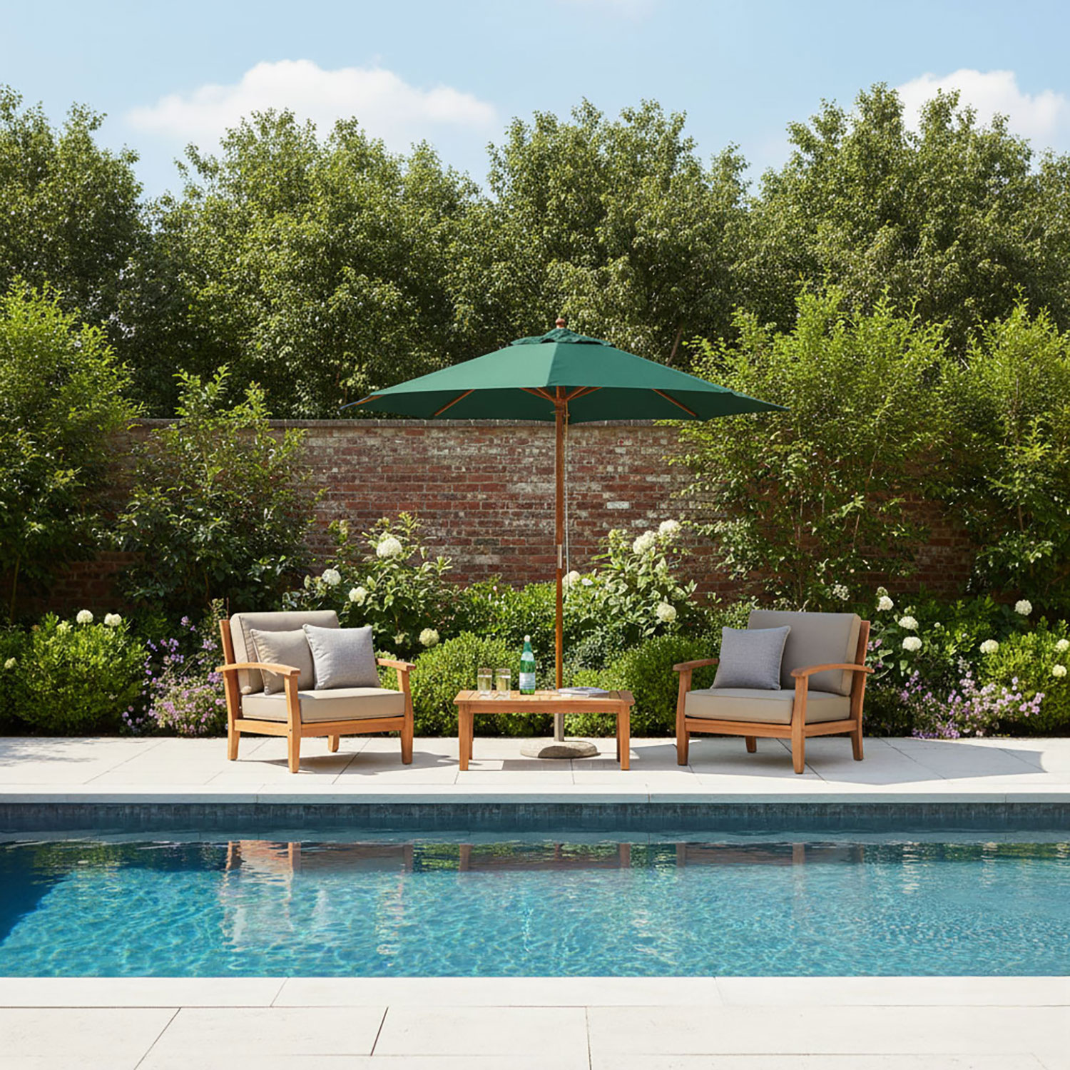 Houten parasol rond 250cm Classic Green Rhino Ica