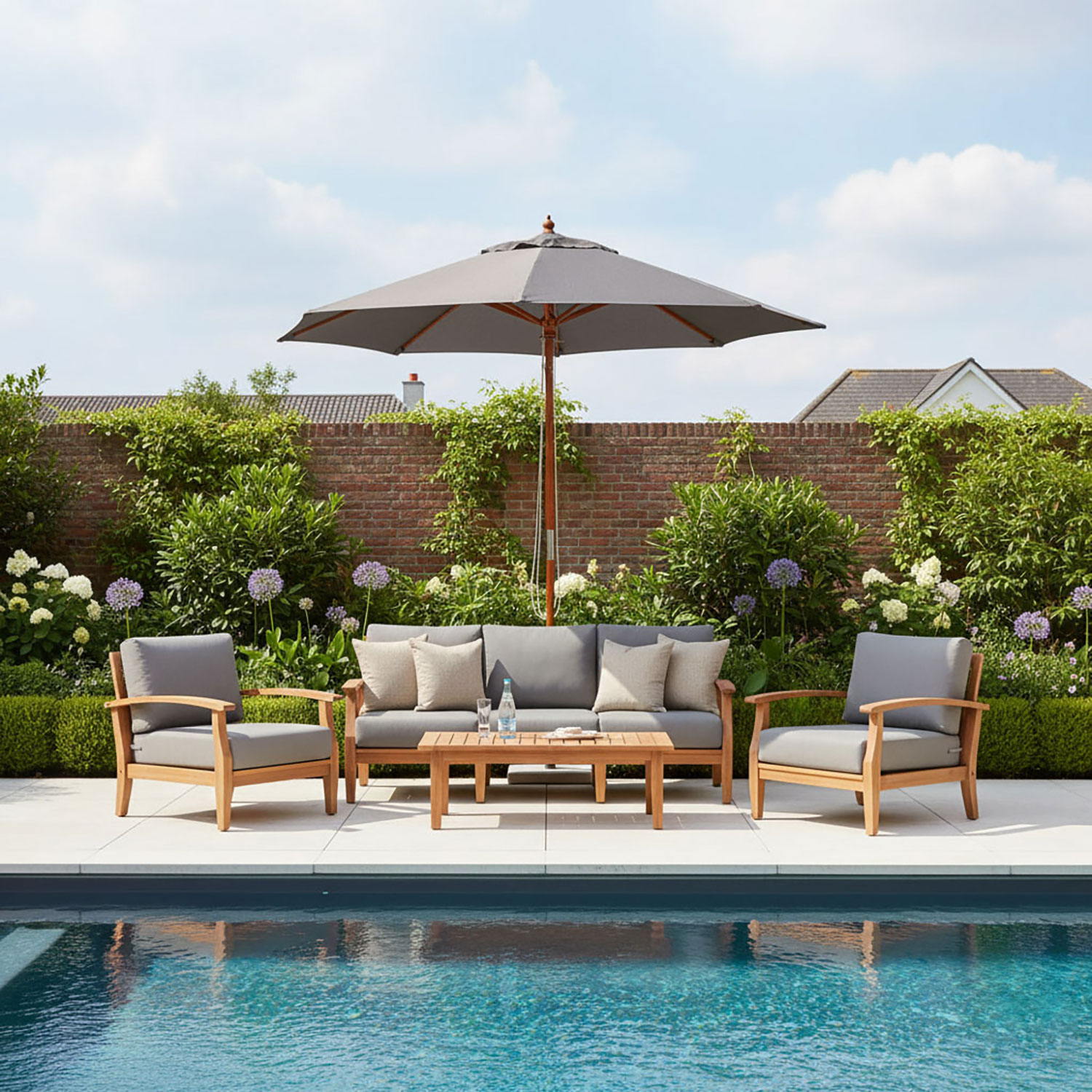 Houtstok parasol taupe 250cm Ica