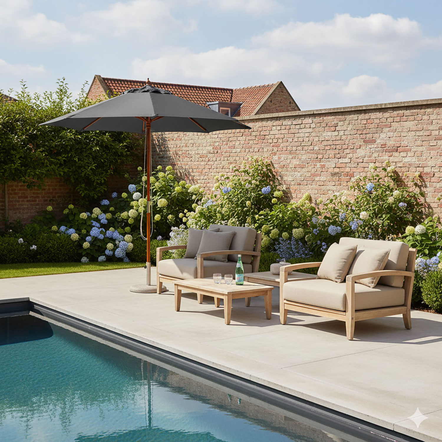 Houtstok parasol 250cm Dark Grey Ica Rhino