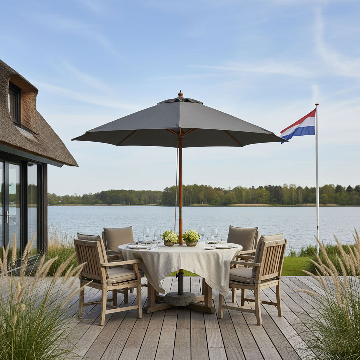 Houten parasol Ica 300cm Dark Grey