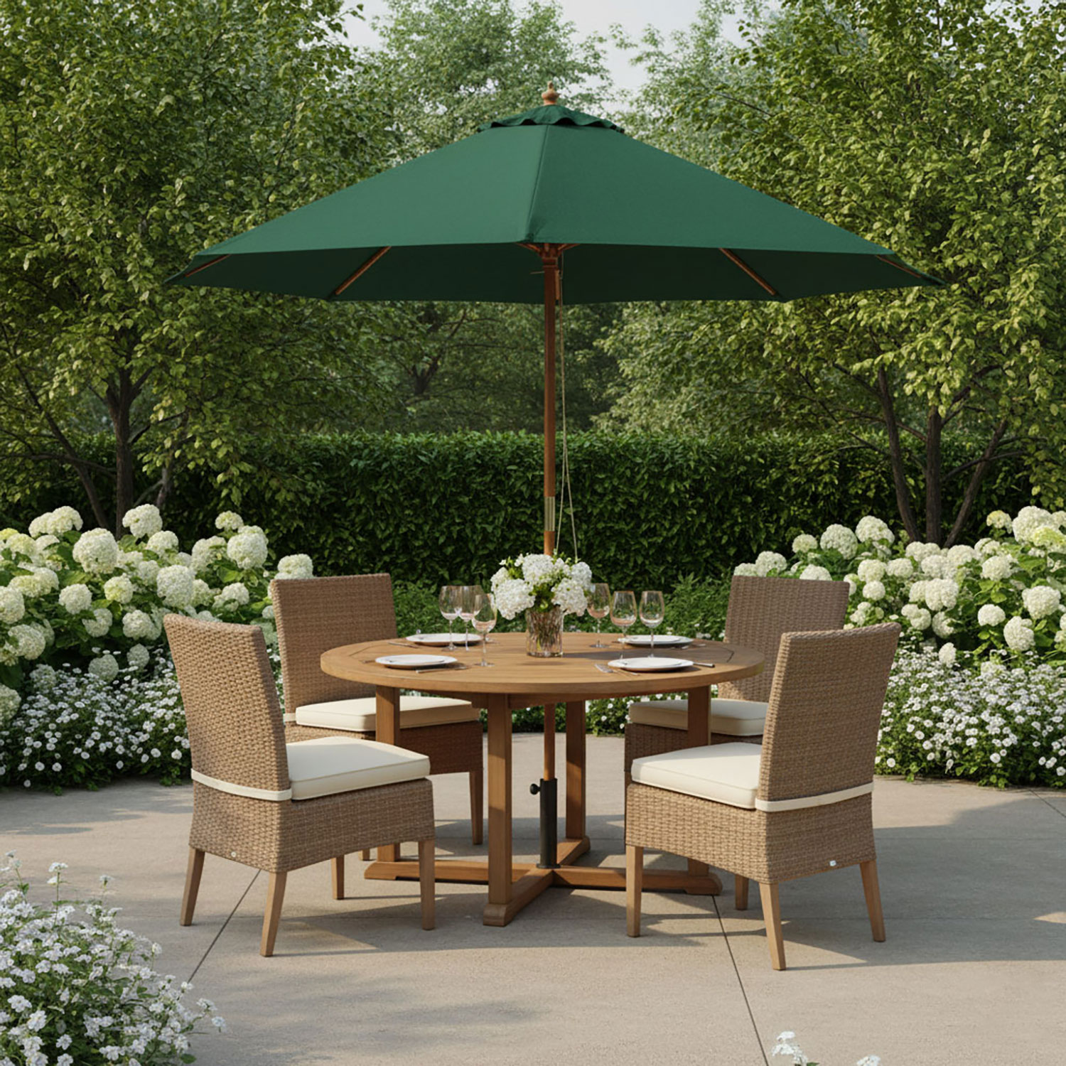 Houten parasol 350cm Classic Green Rhino