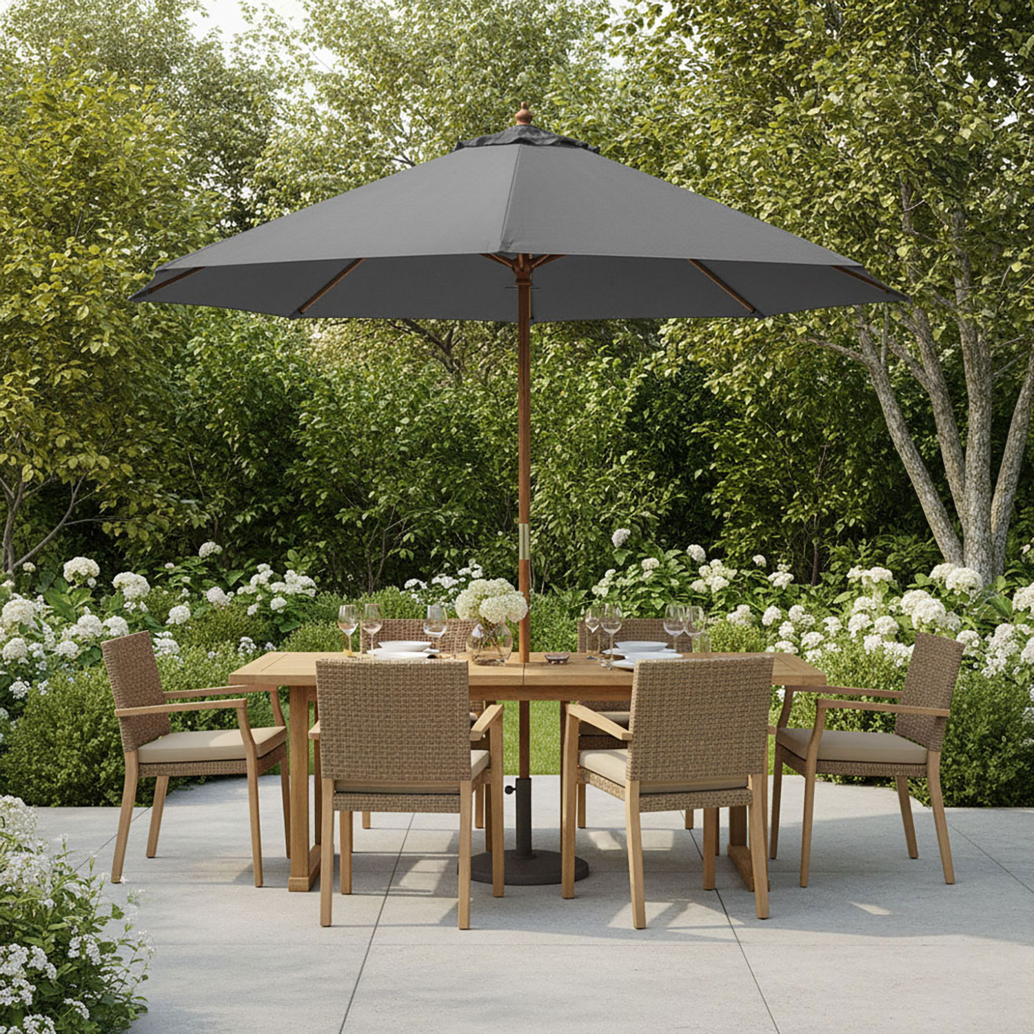 Houten parasol Dark Grey 350cm Rhino Ica