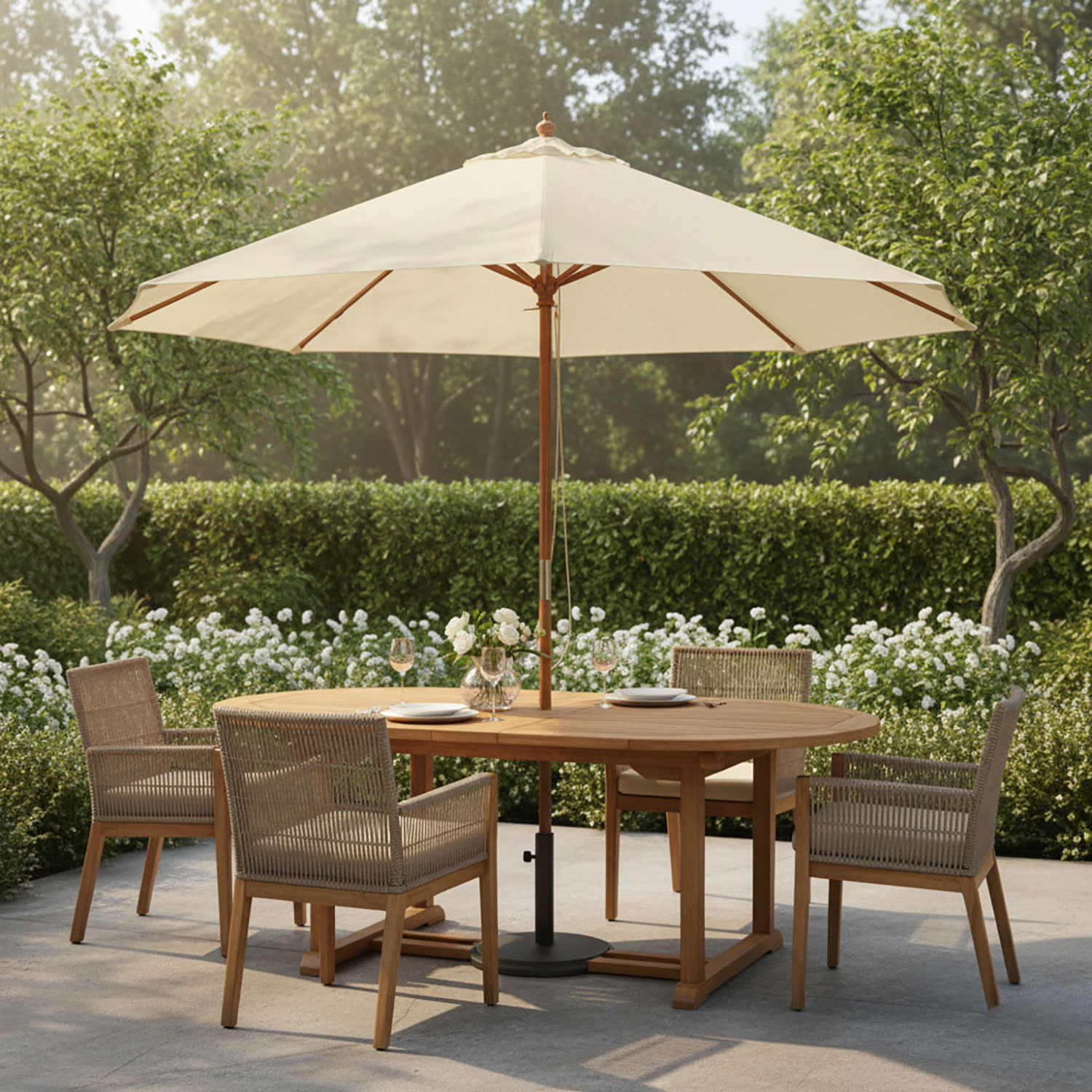 Parasol rond 350cm houten frame Rhino Ica