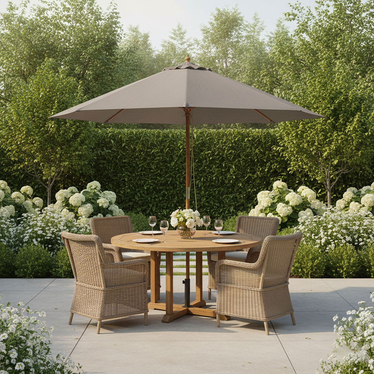 Houtstok parasol 3.5m Taupe Rhino Ica