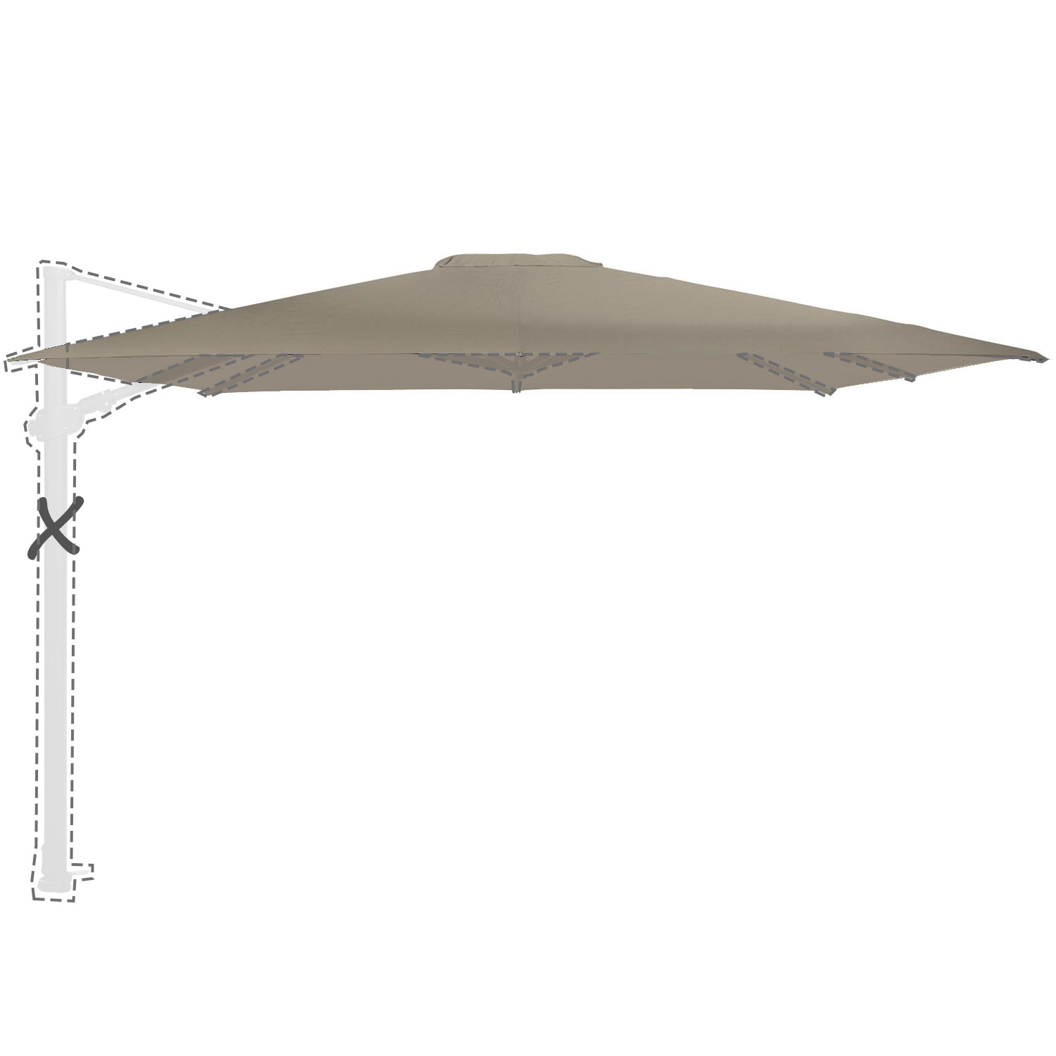 Zweefparasoldoek Siesta - 300x300cm (charcoal) NEW