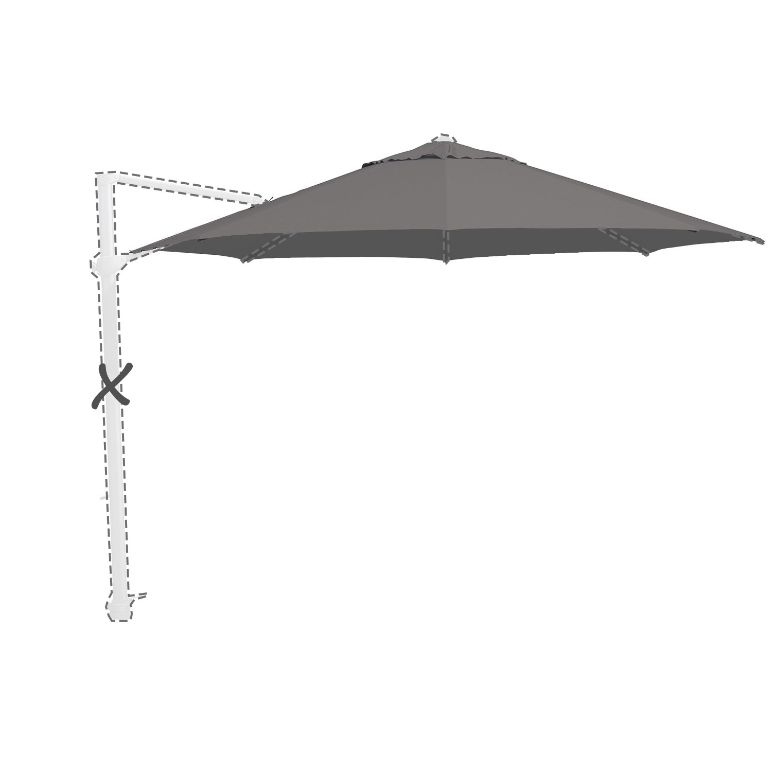 Zweefparasoldoek Siesta - 350cm (charcoal) NEW