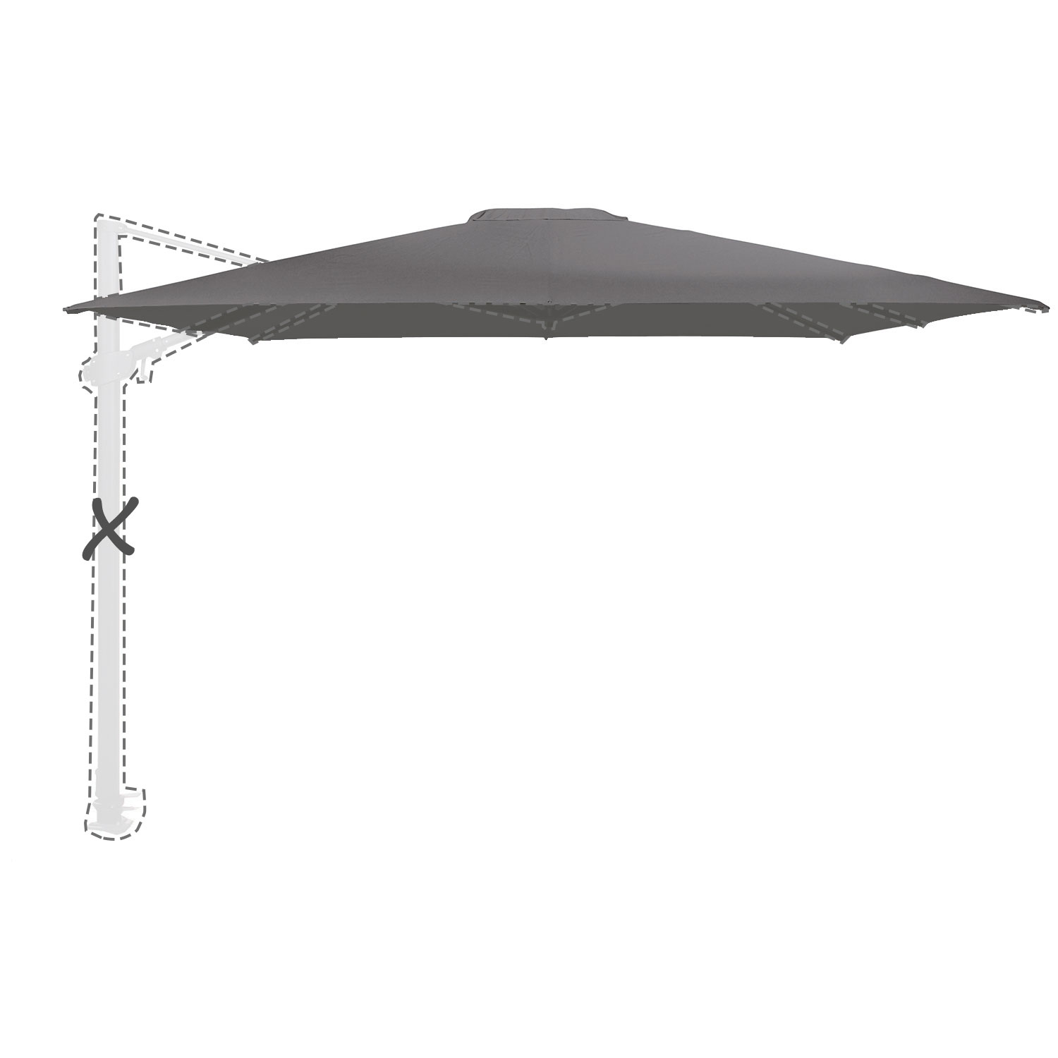 Zweefparasoldoek Siesta Premium - 300x300cm (charcoal) NEW