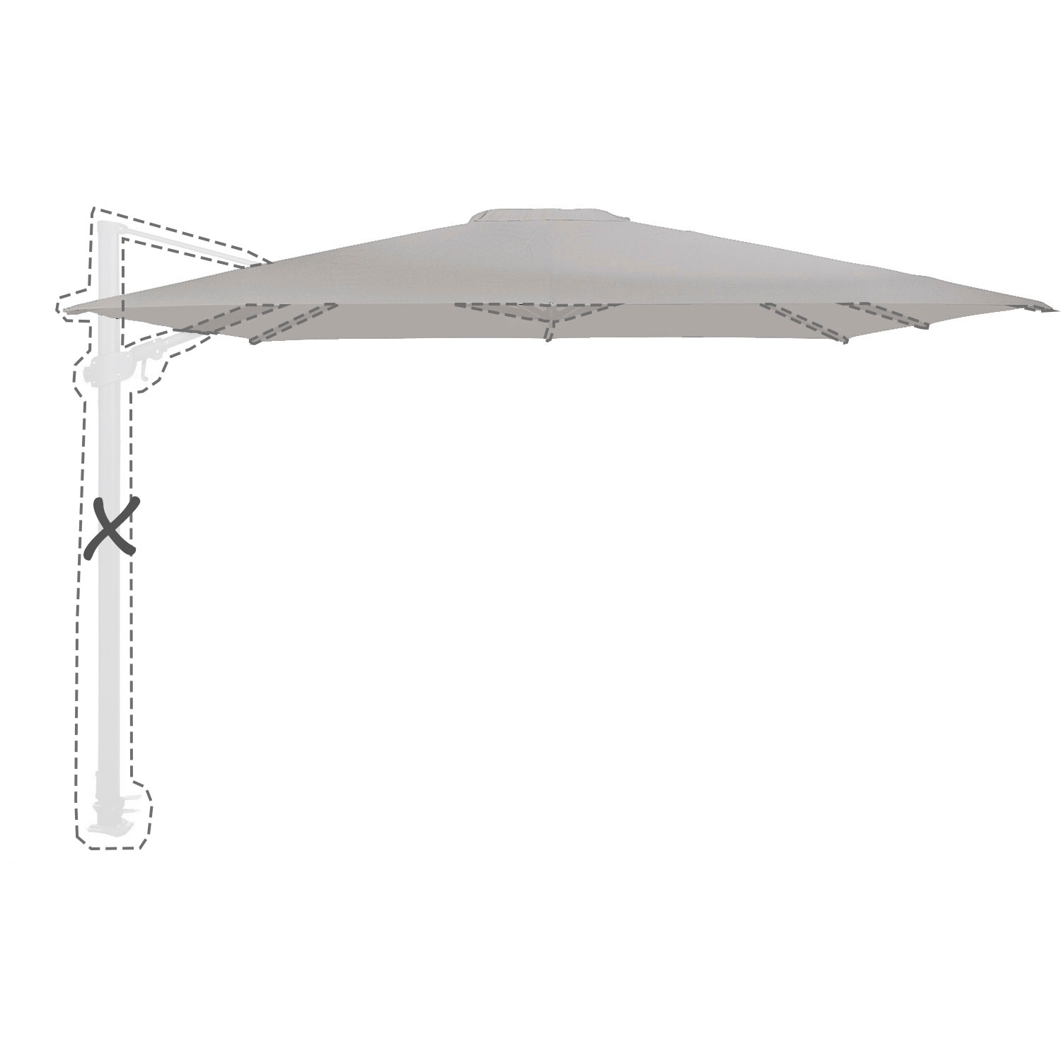 Zweefparasoldoek Siesta - 300x300cm (mid grey) NEW