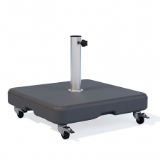 Parasolvoet beton 60kg vierkant (antraciet) - (max 55mm) met wielenset