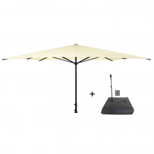 Parasol Moreno 400x400cm ecru met verrijdbare vulvoet Rhino