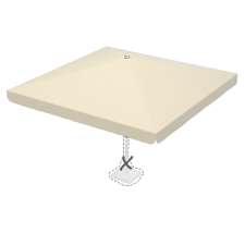 Stokparasoldoek Rhino 350x350cm vierkant Off-white met volant (polyester)